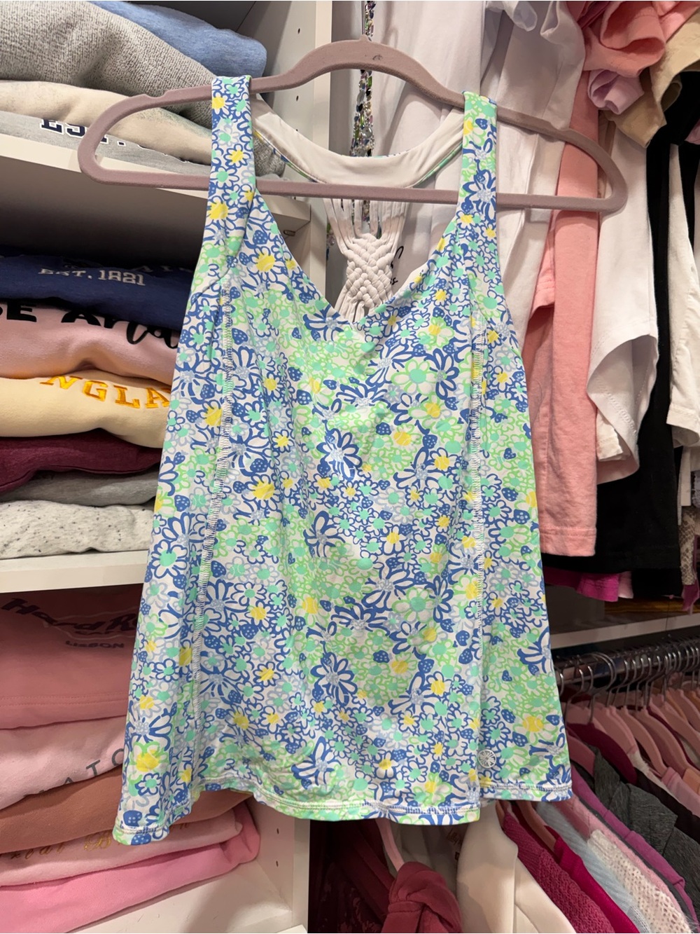 Lilly Pulitzer Lucretia’s Floral Print Sleeveless Tank Top - Blue & Green